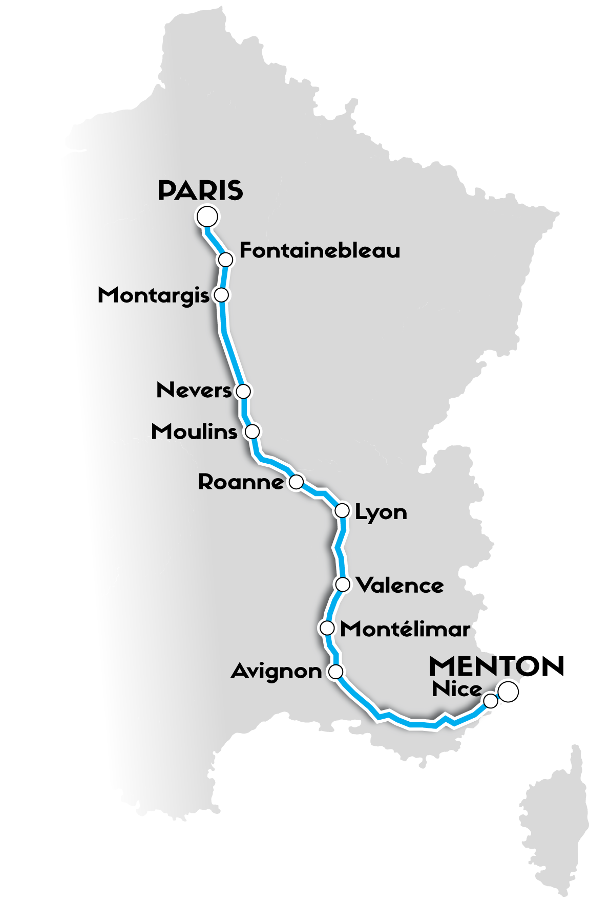 Carte de France La route bleue